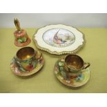 C20th Caverswall hand painted Autumn Gold cabinet coffee cans and saucers, singed on base, a similar