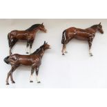 Group of Beswick models - Racehorse, second version, in brown gloss, model no. 701, swish tail