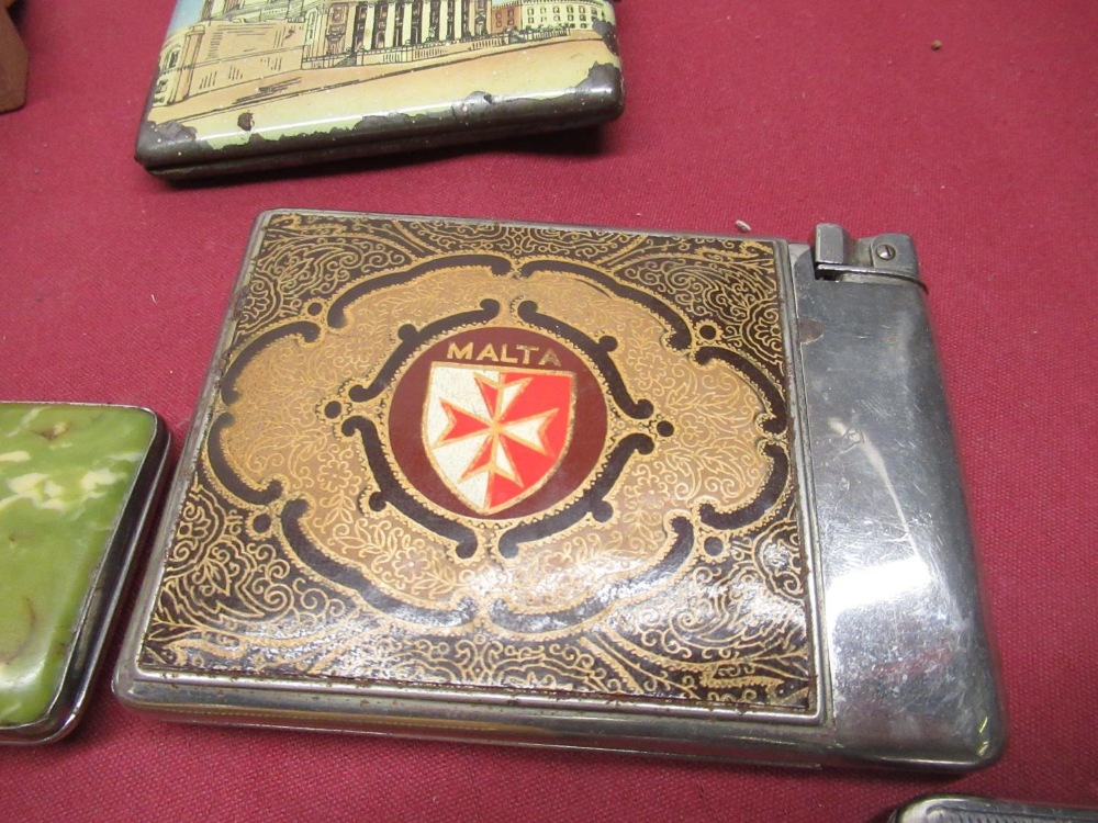 Collection of 1920's and later EPNS, silver and chrome plated cigarette cases, some souvenir, some - Image 3 of 5