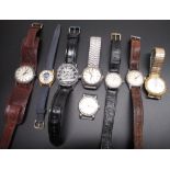 Timex hand wound wristwatch on bund leather strap (working) Poljot Deluxe automatic wristwatch