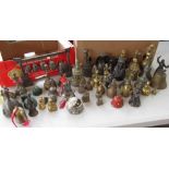 Collection of brass and metalware eclectic bells inc. oriental meditation bells, a communist