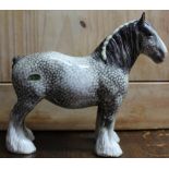 Beswick model of Shire mare in rocking horse grey, with original Beswick sticker, model no. 818