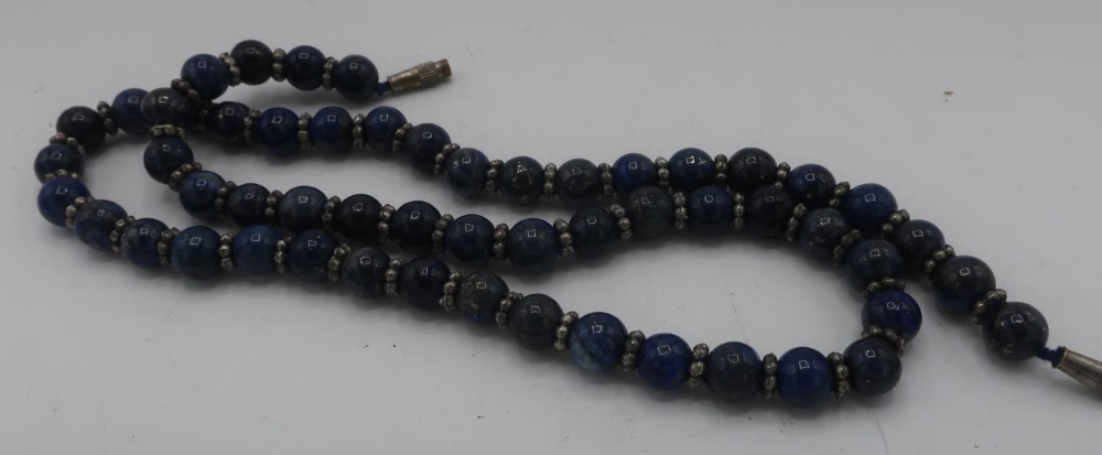 Single string of blue Lapis Lazuli beads, L54cm