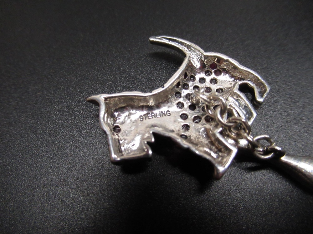Pair of hallmarked sterling silver cufflinks in the form of Scottie dogs, set with rubies, stamped - Image 2 of 2