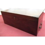 Victorian mahogany Campaign style folding writing slope, with green velvet lined writing surface and