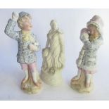 Anthony Cotton Collection - Pair of early C20th Continental Bisque figures of a boy and girl in