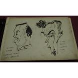 1930's autograph album containing caricatures of Sandy Rowen, Scottish comic, Sidney Howard,