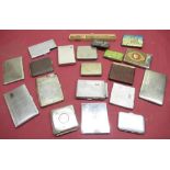 Collection of 1920's and later EPNS, silver and chrome plated cigarette cases, some souvenir, some