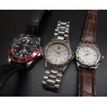 Automatic fashion watch with Pepsi coloured bezel, two other quartz fashion watches
