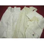 Two 1920's Christening robes with lace edging, baby pillowcases, and small selection of other linen,