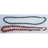 Syd Little Collection - Early C20th graduating amber bead necklace with hand knotted string and a