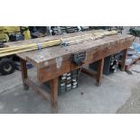 Large wooden workbench with record vice H260cm 90cm 96cm