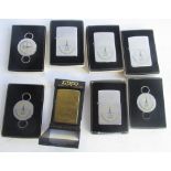 Syd Little Collection - Collection of Zippo lighters and key holders including brass Zippo