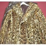 1950's ladies vintage ocelot coat with silk lining, approx size 12 - 14