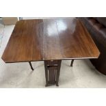 Edwardian mahogany Sutherland table on square supports W74cm D84cm H66cm