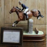Royal Worcester ltd.ed. model, "Stroller and Marion Coates" on wooden plinth with leather framed