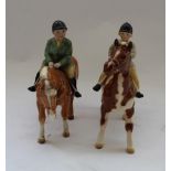 Beswick boy on pony model 1500, girl on pony second version, skewbald model 1499