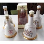 Bells Millennium bottle and four Bells Whisky decanters relating to the Royal family (5)