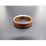 22ct yellow gold plain wedding band, size O, stamped 22ct, 8.1g