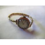 Retailed by Thomas Russell & Son C20th ladies 9ct rose gold cased hand wound wristwatch, signed