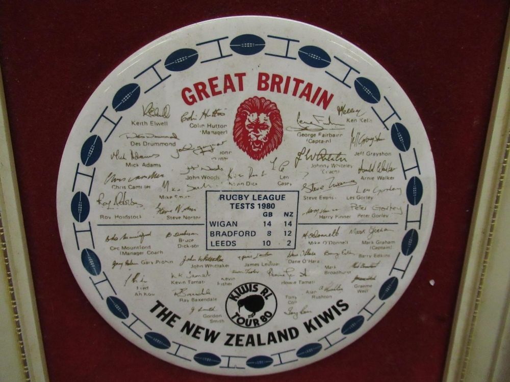 Ceramic Art Treasure Ltd New Zealand tour 1980 Commemorative framed wall plaque W23.7cm H23.7cm, - Image 2 of 6