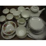 Royal Doulton York part tea set, 5 Royal Albert Old English Rose tea cups and 5 Royal Vale saucers