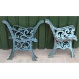 Two sets of garden bench ends