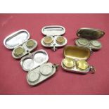 Late C19th bright cut EPNS double sovereign case and four other double sovereign cases for both full