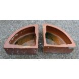 Pair of salt glazed corner planters H28cm W85cm