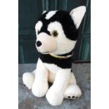 Helen Skelton Collection - Large Black & White plush Husky, seated with gold coloured collar, H90cm