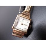 Ladies Ancre 18k gold cased hand wound wristwatch, signed silvered dial with Arabic and dot marked