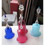 Four glass bells with clear glass handles (4)