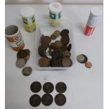 Collection of decimal and pre-decimal British coinage including Edwardian and Victorian pennies (2