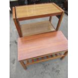 1960's Gibbs Furniture teak and laminate two tier coffee table, similar cantilever tea trolley (2)