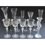 Set of four Carl Faberge French wine glasses with frosted 'Anna Pavlova' angel stems, a Carl Faberge