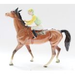 Beswick model of walking racehorse and jockey, in colourway no. 2, number on saddlecloth, model