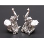 Pair of Continental elephant condiments stamped 800, H9cm, 5.62ozt