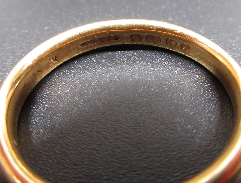 22ct yellow gold plain wedding band, stamped 22ct, size J, 4.0g - Image 2 of 2