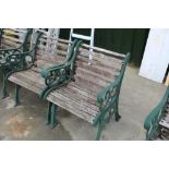 Pair of garden seats with cast iron ends