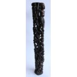 Late C19th to early C20th Central African carved hardwood totem or plinth of intertwining tribe
