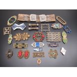 Collection of early C20th and later belt buckles including an Egyptian revival style buckle with