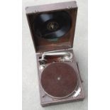 Mastertone table top Gramophone, brown finish case