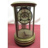 Ansonia, early C20th brass four glass mantel clock, white enamel Arabic dial with visible