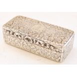 Victorian hallmarked silver table snuff box, finely chased in floral swag and scroll engraved