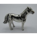 Small Sterling silver model of a Pony, stamped Sterling, L3.5cm