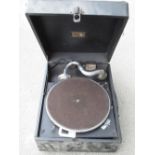 HMV table top Gramophone, black finish case