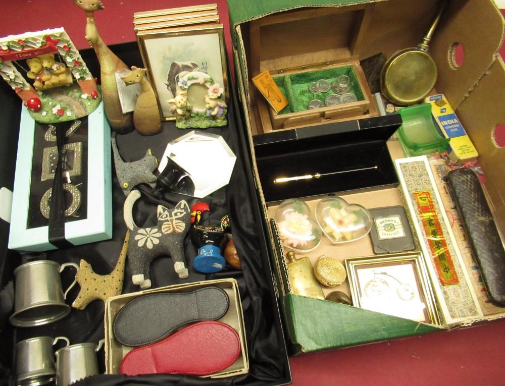 C20th green glass Lillicraps Hone, German cut throat razor, brass oil ...