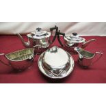 EPNS four piece Georgian style tea service, gadrooned lower section, stamped makers mark and