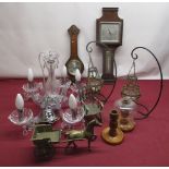 Mixed collection of glasses, ceramics, brassware, etc inc. Chandelier style light fitting, Partial