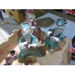 Six Murano style figurines of dancing ladies (one base A/F)